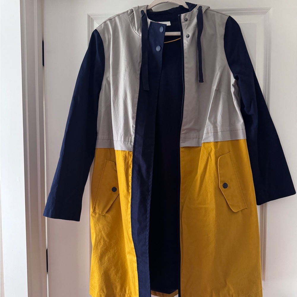 Boden Navy, Yellow and Grey Colorblock Rain Coat